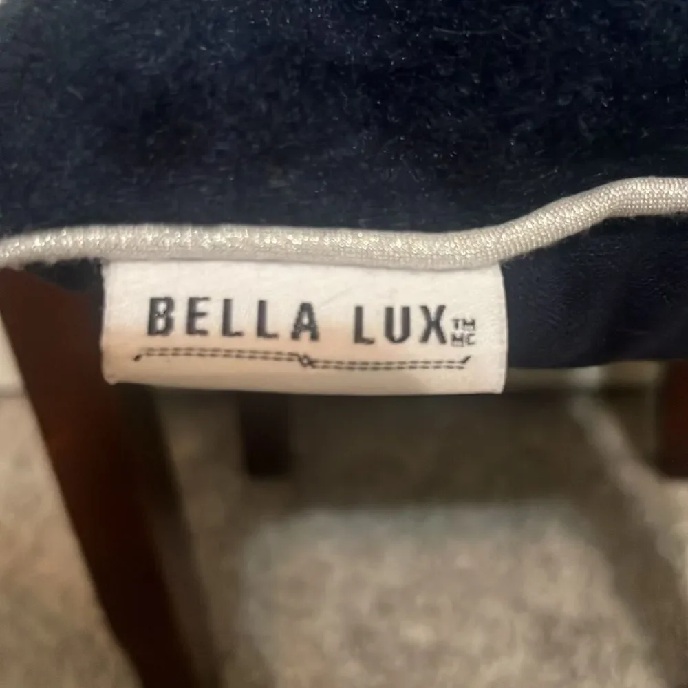 Bella Lux Peace Seahorse Beaded Embellished Navy Silver Velvet Pillow Holiday